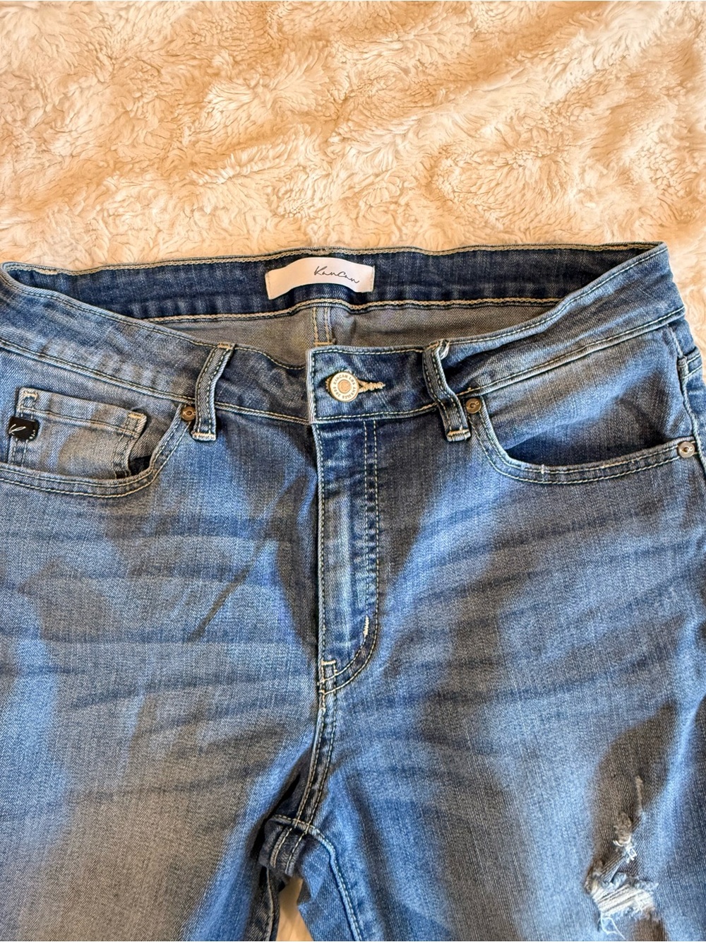 KanCan Medium Blue Skinny Jeans with Distressed Details - Picture 6 of 6